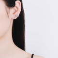 wholesale Metal: S925 Silver Star Moissanite Earrings for Women, Korean Style Simple and Elegant Fringe Stud Earrings, Gift for Girlfriend or Best Friend-0-3