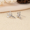 wholesale S925 silver minimalist floral earrings for women with zirconia studs, small fresh earrings factory wholesale-0-3