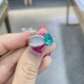 18K Gold 3ct Lab-Grown Paraiba Blue Oval Ring-0-2