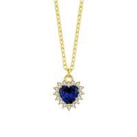 wholesale S925 Sterling Silver European And American Cross-border Love Heart Zodiac Birthstone Pendant Necklace-A3381_Dark Blue/White Zirconium_18K Yellow Plated 925 Silver