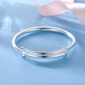 wholesale 999 solid silver polished round rod push-pull solid bracelet, women's fashionable holiday gift wholesale-0-1