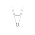 wholesale S925 silver necklace women's Korean version small fresh elegant inlaid diamond circle one-word double layer collarbone chain D777-0-4