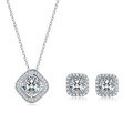 wholesale S925 Sterling Silver Inlaid Moissanite Fashion Direct Supply Earrings and Necklace Set-0-4