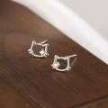 wholesale S925 Sterling Silver Single Diamond Hollow-Out Cat Stud Earrings Sweet and Cute Ins Style Small Ear Accessories M05175-0-0