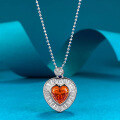 wholesale S925 Silver New 8*8mm Fanta Orange Iced Heart Cut Pendant, Live Streaming Hot Seller on Xiaohongshu-0-0