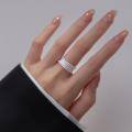 wholesale S925 silver lace-edged ring with geometric beads, irregular shape, live broadcast bestseller, openable ring R00547-0-1