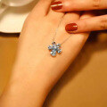 wholesale S925 sterling silver lightweight luxury vintage aquamarine necklace, new women's ins minimalist style blue flower choker-0-3