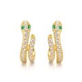 wholesale S925 Sterling Silver European and American Classic Style Fashionable Zodiac Snake Ear Studs with Green Zircon Wholesale from Manufacturer-0-5