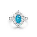 wholesale S925 silver jewelry new oval 6*9 Paraiba blue ring,15ct-0-5