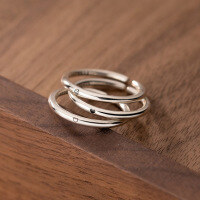 wholesale S925 silver plated love smiley thin ring for women, ins viral minimalist versatile cute band R00663-S925 silver ring hollow heart style>Adjustable opening