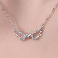 wholesale S925 Sterling Silver Live Korean New Design Women's Necklace with Heart Wings and Zircon Inlaid Exquisite Pendant-0-2
