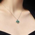 wholesale S925 sterling silver trending Xiaohongshu round four-leaf clover zirconia inlaid design elegant fashion pendant necklace-0-2