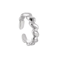wholesale S925 Sterling Silver Minimalist Geometric Irregular Wave Design Statement Ring for Women-Platinum [No. 15/Adjustable] Opening adjustable