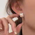 wholesale S925 Sterling Silver Matte Brushed Small Square Stud Earrings, Korean Spring and Summer New Arrival, Versatile Minimalist Ear Accessories-0-0