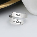 wholesale S925 Sterling Silver Double Layer Creative English Letter Adjustable Ring, Korean Style Fresh and Sweet Index Finger Ring-0-3
