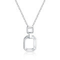 wholesale 18K Gold Geometric Square Buckle Necklace with Lab-Grown Diamonds, AU750 Platinum Real Diamond Collarbone Chain, Chic Style-0-1
