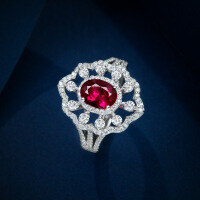 wholesale 925 Silver Shipei Jewelry 6*8 Oval Retro Hollow 1 Carat Women's Ring with Cultivated Gemstone, Bestseller Ring Size 4-12#-Cultivation Red Treasure 6*8; F9【R3088】 No.5