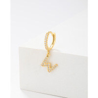 wholesale 925 Sterling Silver Amazon Cross-border Single Alphabet Earrings for Women, Fashion Hoop Ear Cuff, Versatile Ear Accessories-W single>925 silver