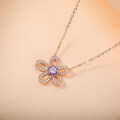 S925 Silver Cross-Border Exclusive Personalized Fan Flower Moissanite Necklace-0-7