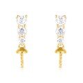 wholesale 18K Gold Light Luxury Princess Style Diamond Pearl Earring Setting Women's 14K Gold Ear Stud DIY Inlay Pearl Accessories-0-1