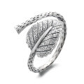 wholesale S925 Sterling Silver Vintage Resin Leaf VineOpen Adjustable Ring with Fresh Design for Women-0-4