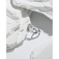 wholesale S925 sterling silver 142 Korean version ins niche design irregular inlaid composite opal open ring for women-0-1