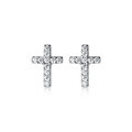 wholesale S925 Sterling Silver Women's Korean Style Minimalist Diamond-Studded Cross Earrings Mini Geometric Shape Ear Jewelry E9773-0-4