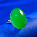 wholesale [] 925 Silver Plated with High Ice Green Chalcedony 15*20mm Agate Ring-0-1