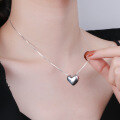 wholesale S925 Sterling Silver Korean-style Minimalist Three-Dimensional Fluttering Heart Ins Popular Electroplated Polished Finish Pendant Necklace for Women-0-3