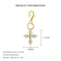 wholesale S925 Sterling Silver Retro European Minimalist Bracelet For Women With Luxury Zircon Heart Pendant-F6221-Golden Single Pendant 925 Silver