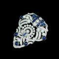 wholesale Sterling silver gold-plated brooch with high-carbon diamond, shell pearl, royal blue, Art Deco antique jewelry for women-0-2