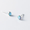 wholesale S925 Sterling Silver Circular Synthetic Opal Ear Studs Minimalist Design Commutable Ear Accessories M05932-0-4