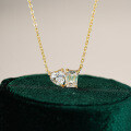 Sterling Silver Moissanite Women's Necklace, Sparkling Square Sugar Heart Pendant-0-0