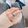 wholesale S925 Sterling Silver Retro Vintage Drip Glaze Matte Craft Lotus Koi Ethnic Style Adjustable Ring-0-3