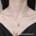 Wholesale S925 Sterling Silver Full Diamond Cross Necklace, Moissanite, Trendy Minimalist Unisex-0-2