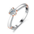 Silver Moissanite Ring Four-Prong Setting Women's Live Stream Jewelry-0-2