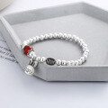 wholesale S925 Sterling Silver Retro Creative Beaded Chain Elastic Cord Lovely Rabbit Connected South Red Agate Bracelet for Women-0-1