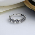 wholesale S925 sterling silver vintage distressed daisy sunflower ring Korean-style minimalist versatile women's index finger ring-0-1