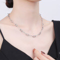 wholesale S925 Sterling Silver Retro Vintage-style Rectangular Ins Minimalist Style Inlaid Zircon Collarbone Necklace-0-3