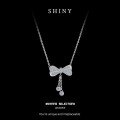 Sterling Silver Moissanite Bow Pendant Necklace for Women-0-4