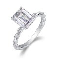 wholesale S925 Sterling Silver Moissanite Square Design Ring, Minimalist Four-Prong Luxury Fashion Ring for Women, Non-Tarnish-0-1