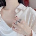 wholesale S925 Sterling Silver Retro Twist Rope Hand-Woven Adjustable Ring Fashion Minimalist Style Band-0-3