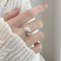 wholesale S925 Sterling Silver Brushed Bamboo Joint Adjustable Ring Index Finger Ring Small Niche Luxury Xiaohongshu Popular Style-YQJJ156: Approximately 2.9g  Adjustable opening