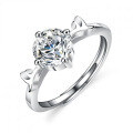 Silver Moissanite Deer Antler Ring-0-2