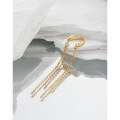wholesale S925 sterling silver 1780 Korean-style ins niche design minimalist and unique long chain tassel clip-on earrings without ear piercings-0-1