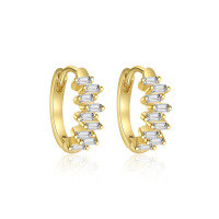 wholesale S925 Sterling Silver Geometric Square Earrings With Star-shaped Zircon, Fashionable And Light Luxury,。-E5022-Gold/Pair 925 Silver