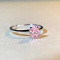 wholesale S925 Sterling Silver New 1 Carat Pink Diamond Solitaire Ring for Women, Smooth Minimalist Ins Style High-End Ring-0-1
