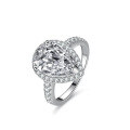 wholesale S925 Sterling Silver 4-Carat Teardrop Pear-Shaped Moissanite Women's Ring Jewelry High-End Accessories-0-1
