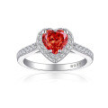 wholesale 925 Sterling Silver 1ct Flame Ice Cut Heart-Shaped Love Ring High-End Luxury Gemstone High Carbon Diamond Women's Ring Stacking Ring-0-6