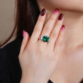 wholesale S925 Sterling Silver Cultivated Emerald Ice Flower Cut High Carbon Diamond Gemstone Ring Women's Cross-Border Live Streaming Hot-Selling Jewelry-0-1